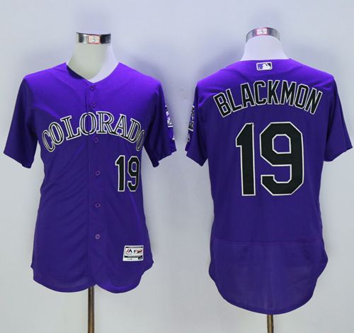 Rockies #19 Charlie Blackmon Purple Flexbase Authentic Collection Stitched MLB Jersey - Click Image to Close